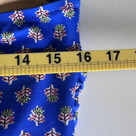 J.Crew One-Shoulder Ruched Swimsuit XL Blue Floral Print - Picture 6 of 7